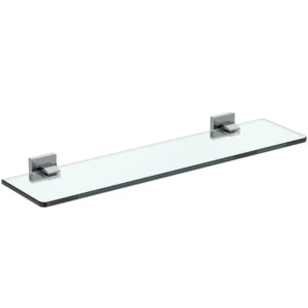 Wand-mounted Glasablage in klarer Ausführung mit zwei chromfarbenen Halterungen. Ideal Standard Design für moderne Badezimmer.
